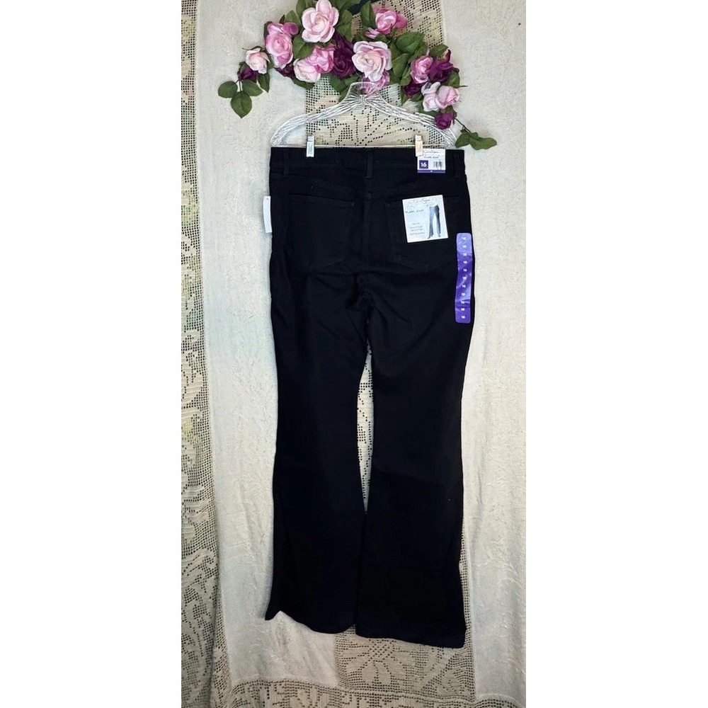 Jessica Simpson Flare Jeans Womens 16 Black High Rise Stretch Flare Leg New